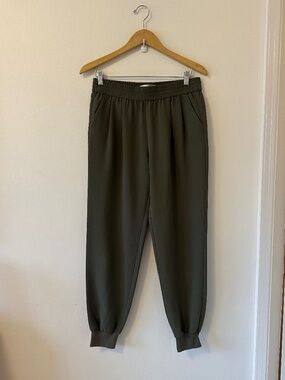 Joie Olive Green Woven Pull On Jogger Pants | Size Medium